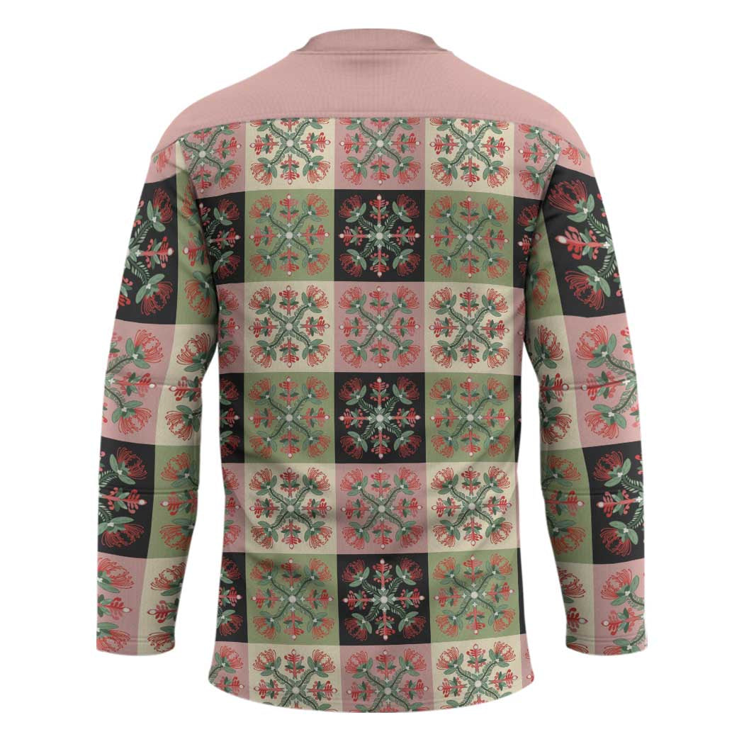 Seamless Pattern Pikake Lei Hockey Jersey Floral Squares Pikake - Polynesian Pride