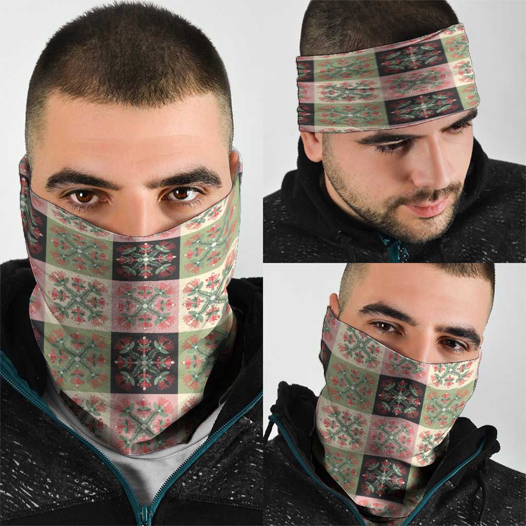 Seamless Pattern Pikake Lei Neck Gaiter Floral Squares Pikake - Polynesian Pride