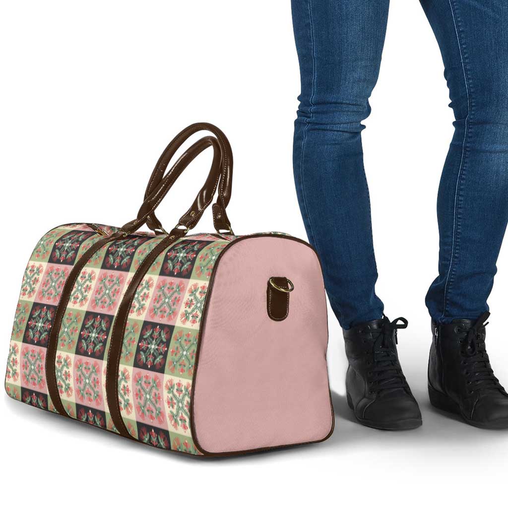 Seamless Pattern Pikake Lei Travel Bag Floral Squares Pikake - Polynesian Pride