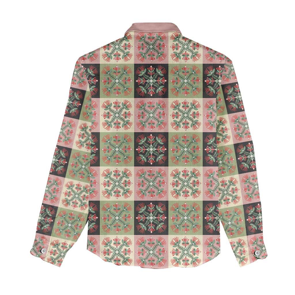 Seamless Pattern Pikake Lei Women Casual Shirt Floral Squares Pikake - Polynesian Pride