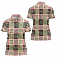 Seamless Pattern Pikake Lei Women Polo Shirt Floral Squares Pikake - Polynesian Pride