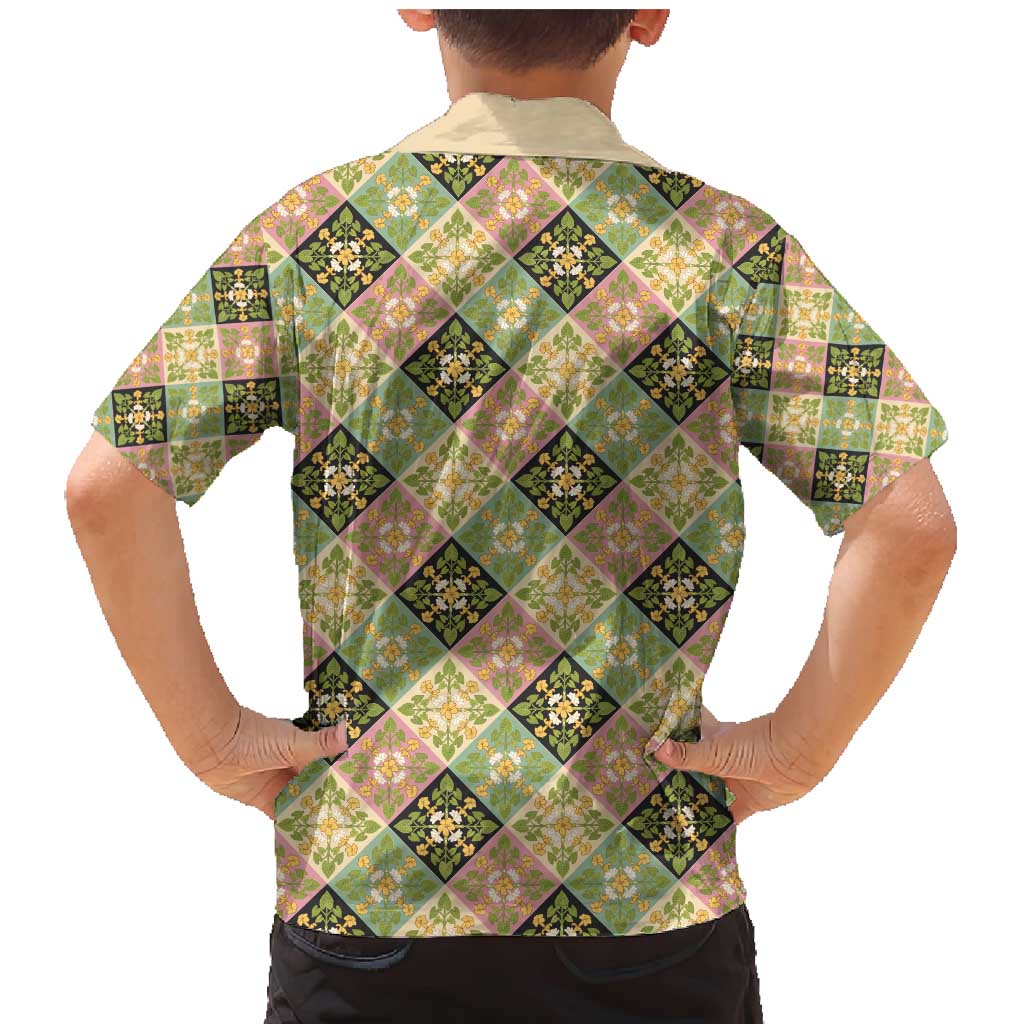 Seamless Pattern Puakenikeni and Kalo Family Matching Mermaid Dress and Hawaiian Shirt LT9 - Polynesian Pride