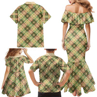 Seamless Pattern Puakenikeni and Kalo Family Matching Mermaid Dress and Hawaiian Shirt LT9 - Polynesian Pride