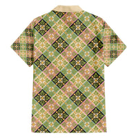 Seamless Pattern Puakenikeni and Kalo Family Matching Off The Shoulder Long Sleeve Dress and Hawaiian Shirt LT9 - Polynesian Pride