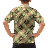 Seamless Pattern Puakenikeni and Kalo Family Matching Off Shoulder Maxi Dress and Hawaiian Shirt LT9 - Polynesian Pride