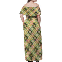 Seamless Pattern Puakenikeni and Kalo Family Matching Off Shoulder Maxi Dress and Hawaiian Shirt LT9 - Polynesian Pride