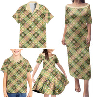 Seamless Pattern Puakenikeni and Kalo Family Matching Puletasi and Hawaiian Shirt LT9 - Polynesian Pride