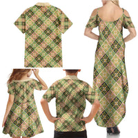 Seamless Pattern Puakenikeni and Kalo Family Matching Summer Maxi Dress and Hawaiian Shirt LT9 - Polynesian Pride