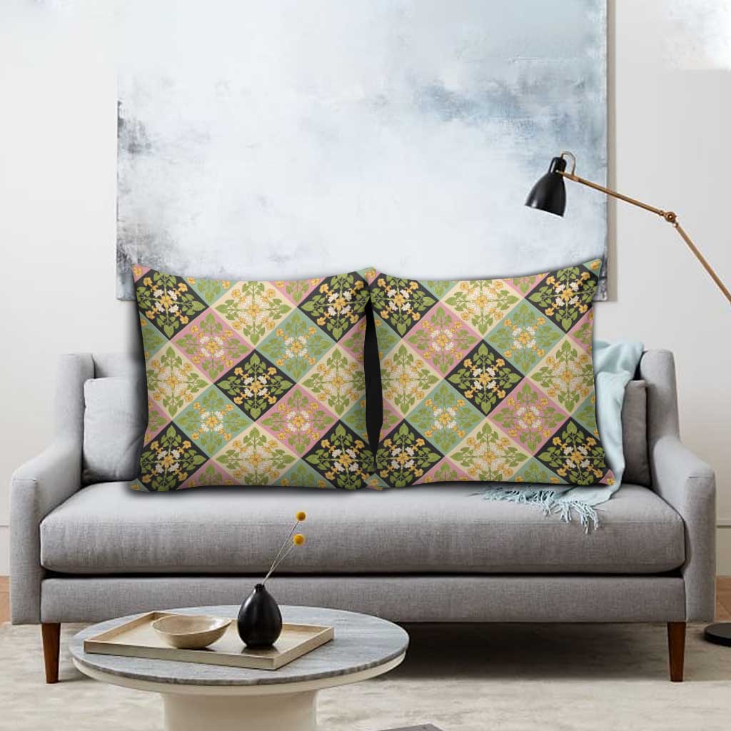 Seamless Pattern Puakenikeni and Kalo Pillow Cover - Polynesian Pride