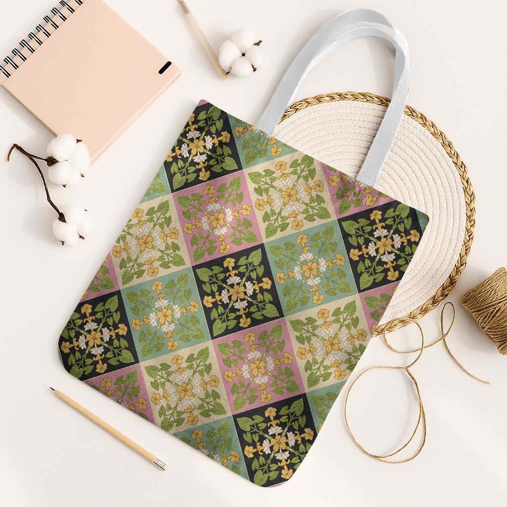 Seamless Pattern Puakenikeni and Kalo Tote Bag - Polynesian Pride