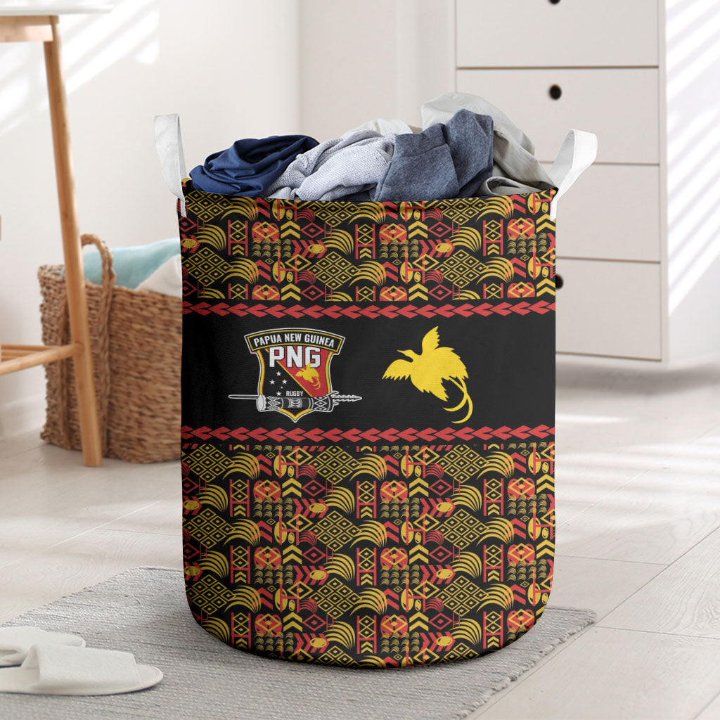 Papua New Guinea Kumuls Laundry Basket Bird of Paradise Black Version LT9 Black - Polynesian Pride