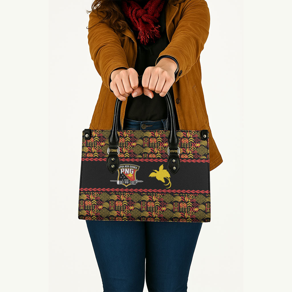 Papua New Guinea Kumuls Leather Bag Bird of Paradise Black Version LT9 - Polynesian Pride