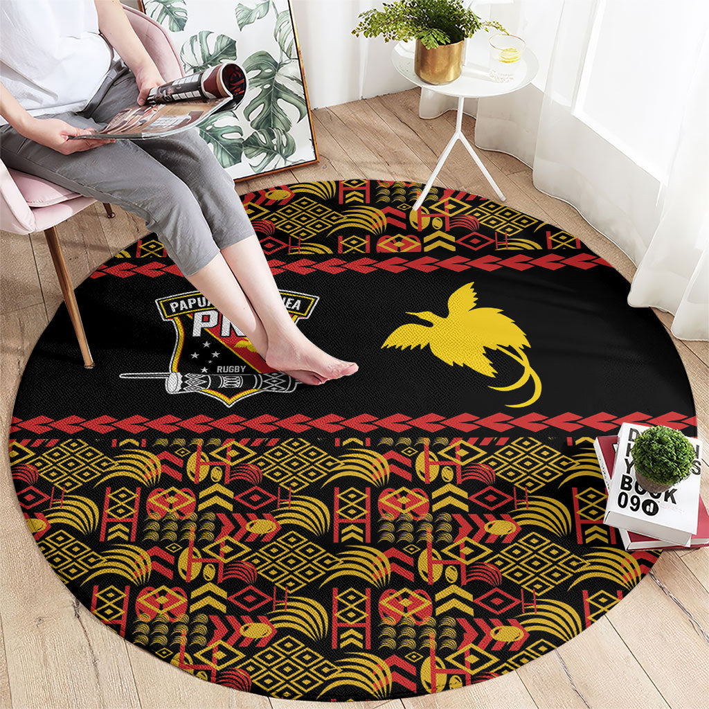 Papua New Guinea Kumuls Round Carpet Bird of Paradise Black Version LT9 - Polynesian Pride