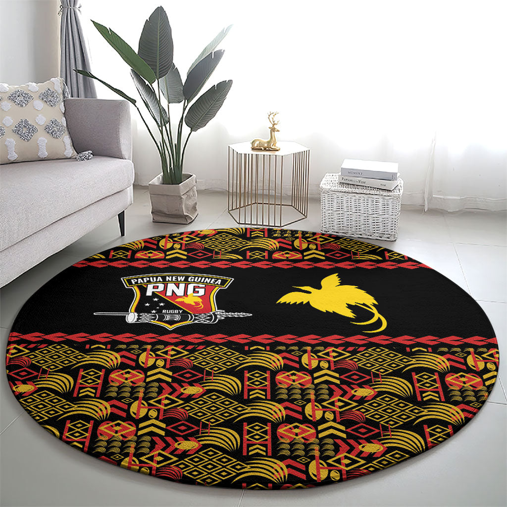 Papua New Guinea Kumuls Round Carpet Bird of Paradise Black Version LT9 - Polynesian Pride