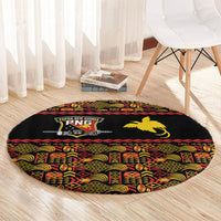Papua New Guinea Kumuls Round Carpet Bird of Paradise Black Version LT9 - Polynesian Pride