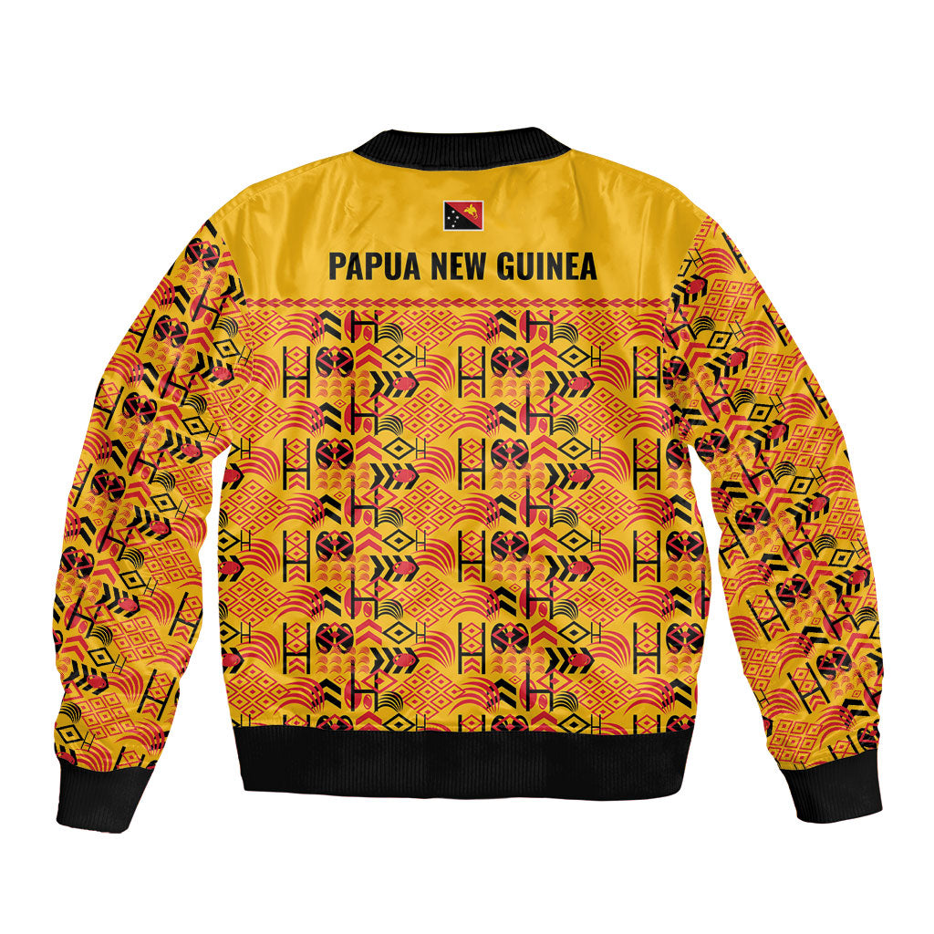 Papua New Guinea Kumuls Bomber Jacket Bird of Paradise Gold Version LT9 - Polynesian Pride