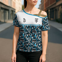 Fiji Bati Cross Shoulder Shirt Bati Island Warrior Geometry LT9 - Polynesian Pride