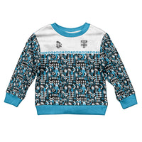 Fiji Bati Kid Ugly Christmas Sweater Bati Island Warrior Geometry LT9 Kid Blue - Polynesian Pride