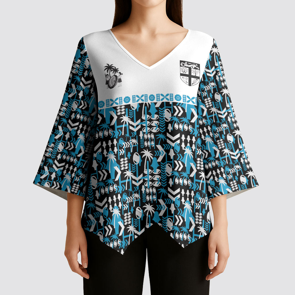 Fiji Bati Kimono Sleeve Blouse Bati Island Warrior Geometry LT9 - Polynesian Pride