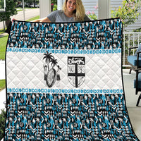 Fiji Bati Quilt Bati Island Warrior Geometry LT9 Blue - Polynesian Pride