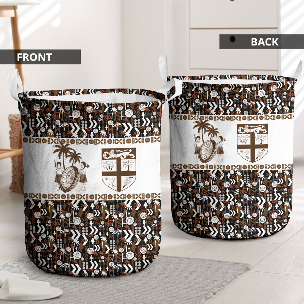 Fiji Bati Laundry Basket Masi-inspired Tapa Pattern