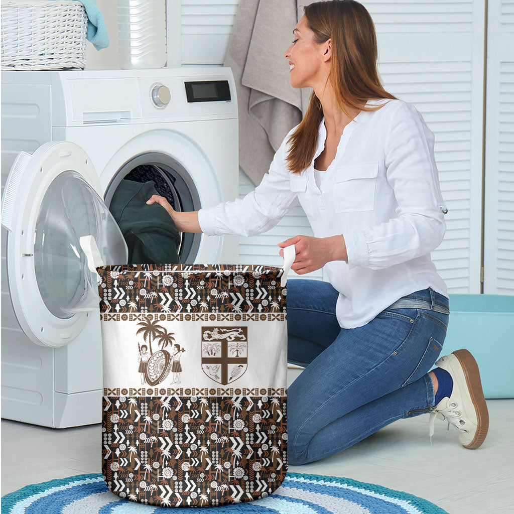 Fiji Bati Laundry Basket Masi-inspired Tapa Pattern