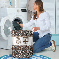Fiji Bati Laundry Basket Masi-inspired Tapa Pattern
