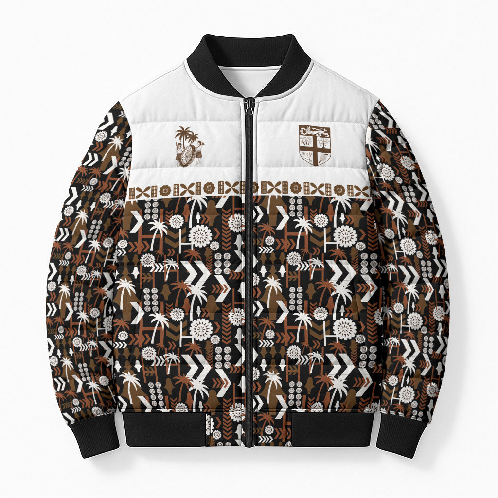 Fiji Bati Bomber Puffer Jacket Masi-inspired Tapa Pattern