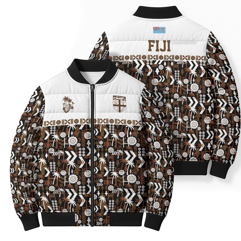 Fiji Bati Bomber Puffer Jacket Masi-inspired Tapa Pattern