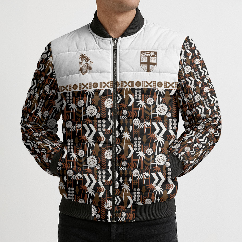 Fiji Bati Bomber Puffer Jacket Masi-inspired Tapa Pattern