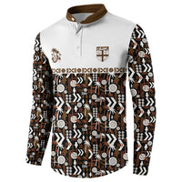 Fiji Bati Button Sweatshirt Masi-inspired Tapa Pattern