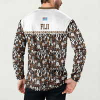 Fiji Bati Button Sweatshirt Masi-inspired Tapa Pattern