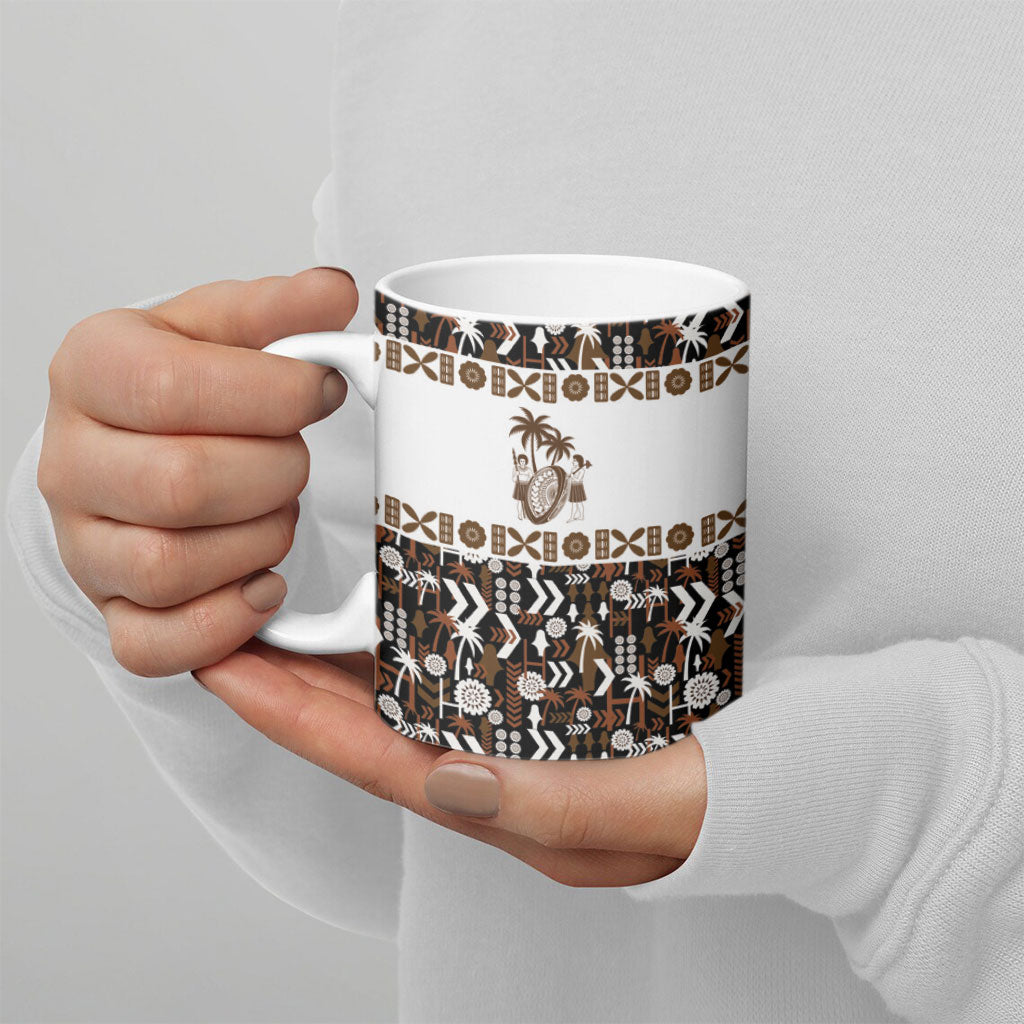 Fiji Bati Ceramic Mug Masi-inspired Tapa Pattern
