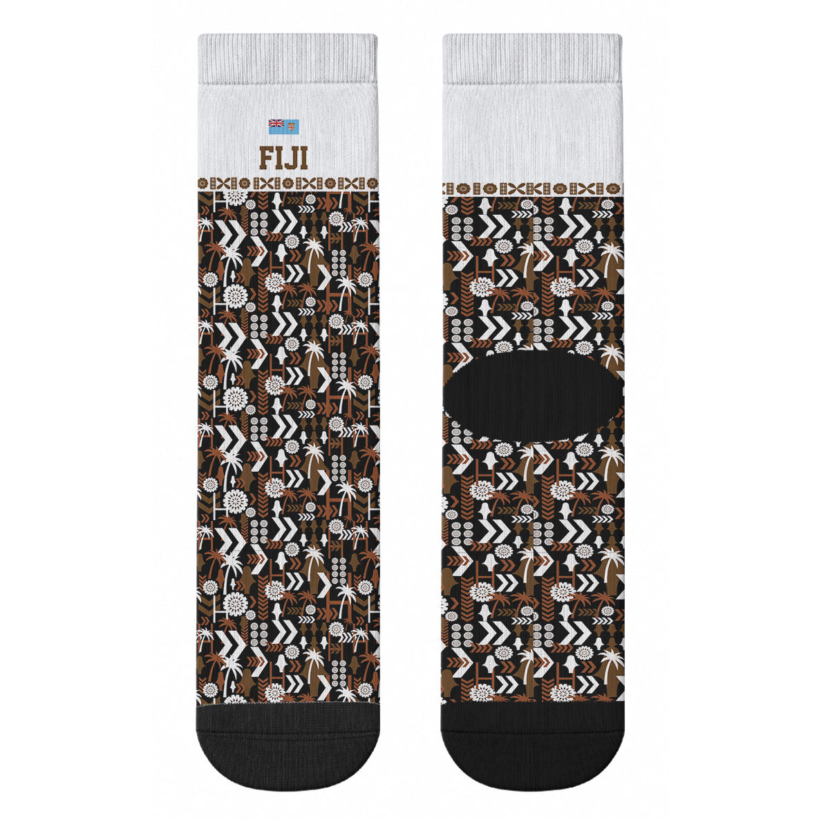 Fiji Bati Crew Socks Masi-inspired Tapa Pattern