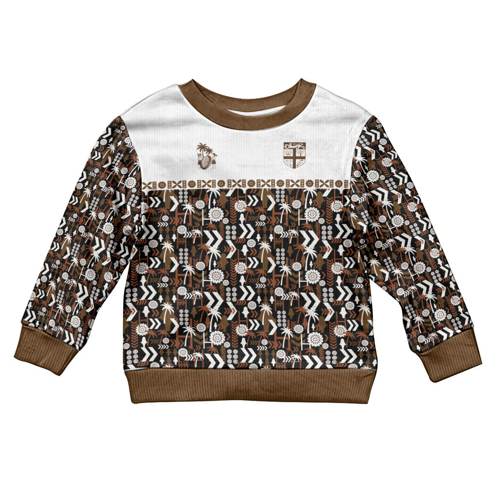 Fiji Bati Kid Ugly Christmas Sweater Masi-inspired Tapa Pattern LT9 Kid Brown - Polynesian Pride