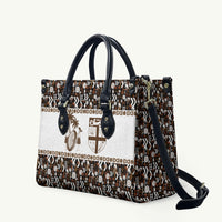 Fiji Bati Leather Bag Masi-inspired Tapa Pattern