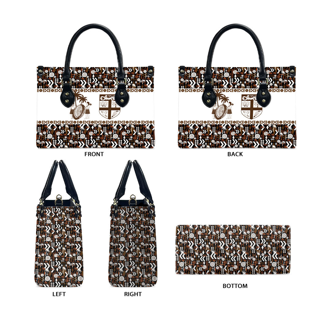 Fiji Bati Leather Bag Masi-inspired Tapa Pattern