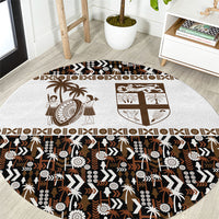 Fiji Bati Round Carpet Masi-inspired Tapa Pattern