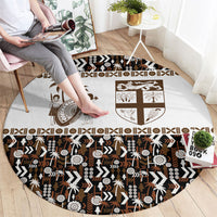 Fiji Bati Round Carpet Masi-inspired Tapa Pattern