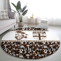 Fiji Bati Round Carpet Masi-inspired Tapa Pattern