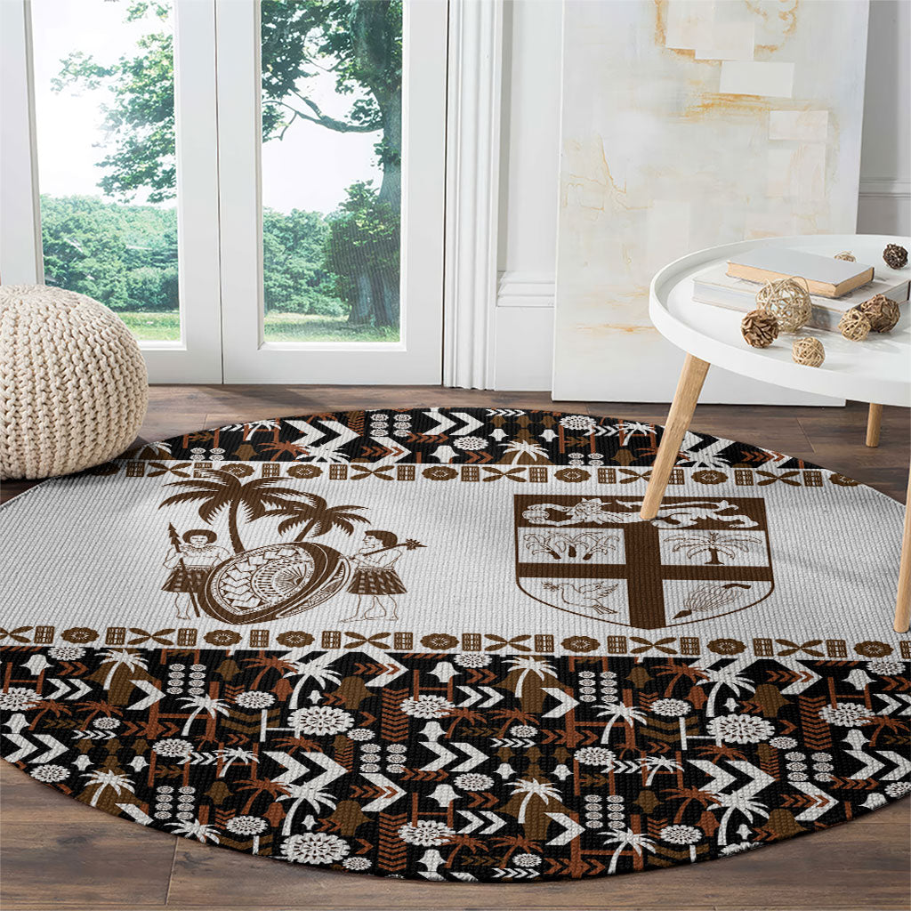 Fiji Bati Round Carpet Masi-inspired Tapa Pattern