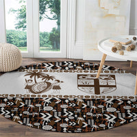 Fiji Bati Round Carpet Masi-inspired Tapa Pattern