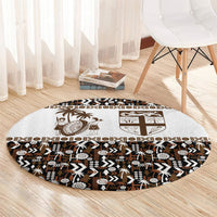 Fiji Bati Round Carpet Masi-inspired Tapa Pattern