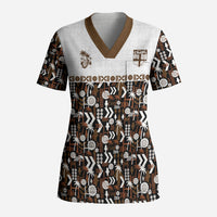 Fiji Bati Scrub Top Masi-inspired Tapa Pattern