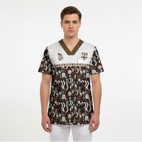 Fiji Bati Scrub Top Masi-inspired Tapa Pattern