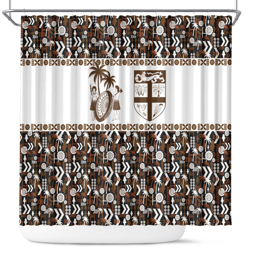 Fiji Bati Shower Curtain Masi-inspired Tapa Pattern
