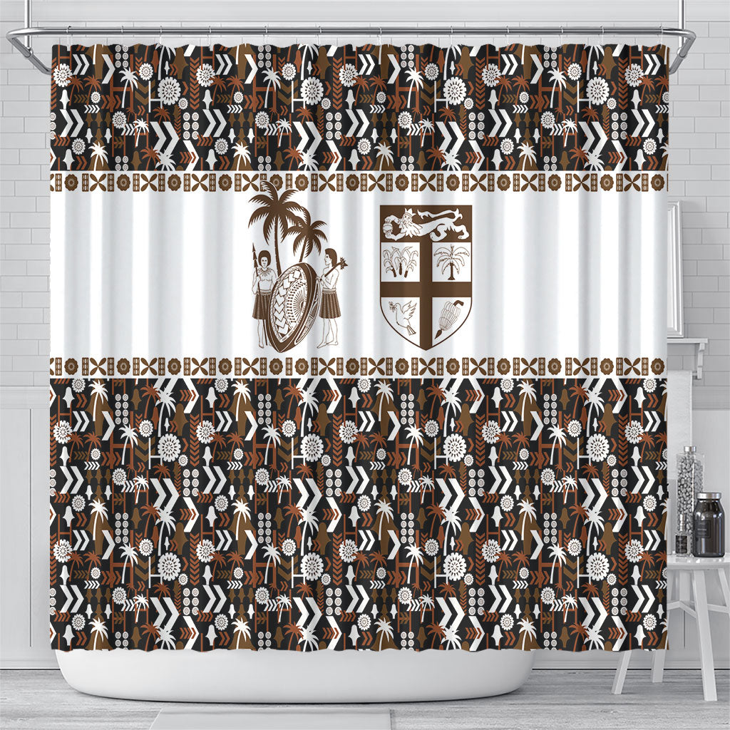 Fiji Bati Shower Curtain Masi-inspired Tapa Pattern