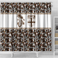 Fiji Bati Shower Curtain Masi-inspired Tapa Pattern