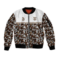 Fiji Bati Sleeve Zip Bomber Jacket Masi-inspired Tapa Pattern