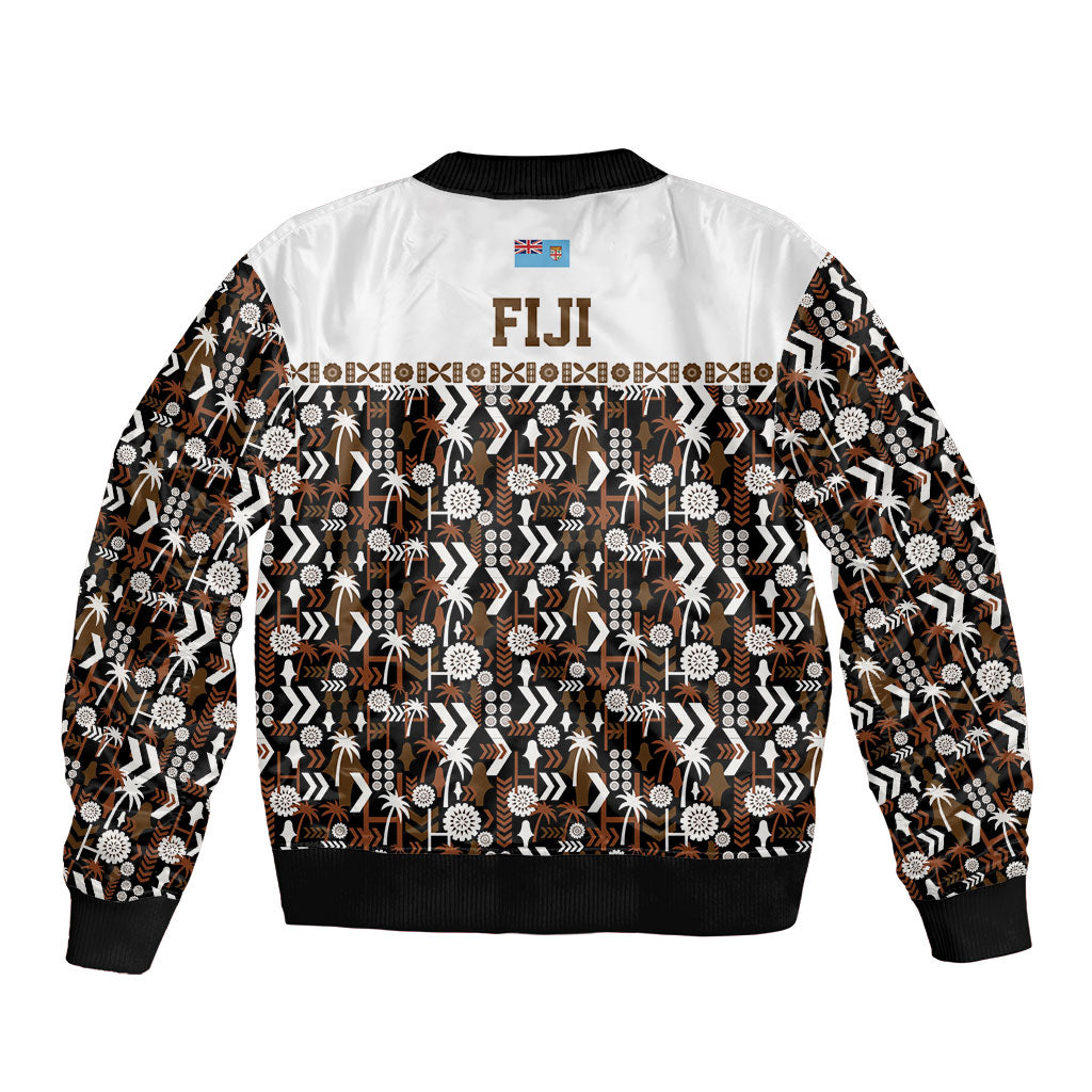 Fiji Bati Sleeve Zip Bomber Jacket Masi-inspired Tapa Pattern